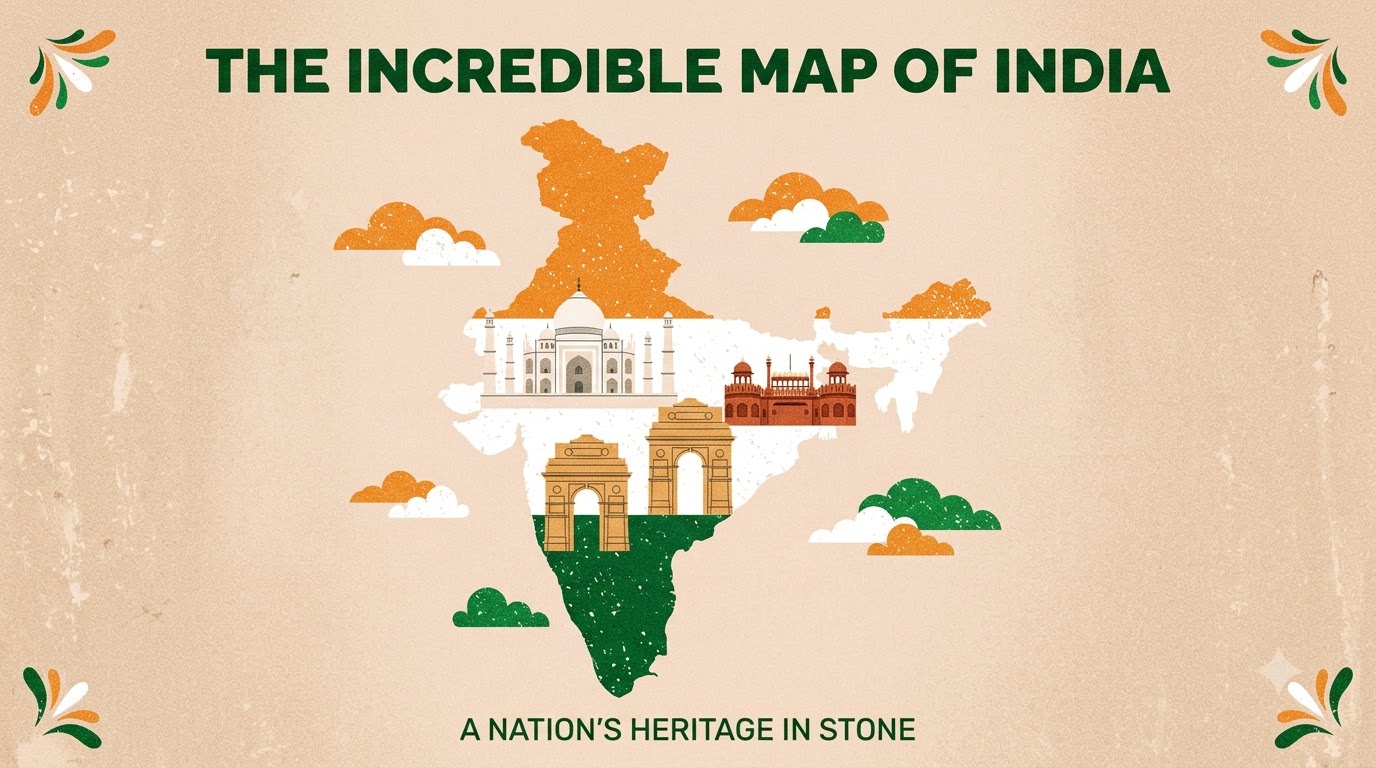 Map of India with its monuments